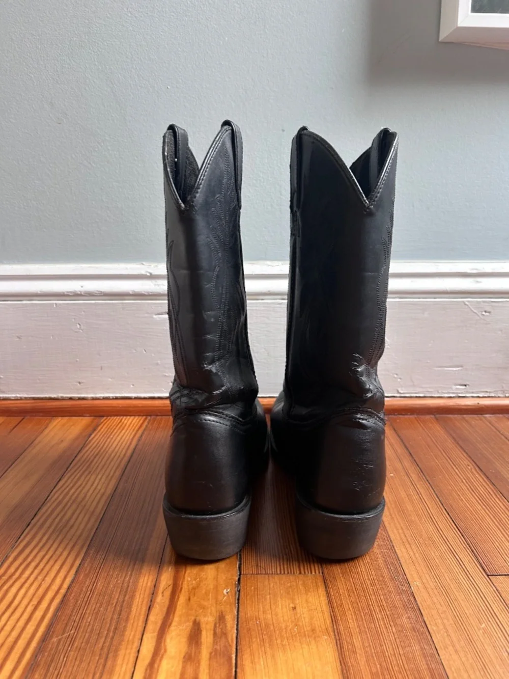 All Black Leather Cowboy Boots – Size 9